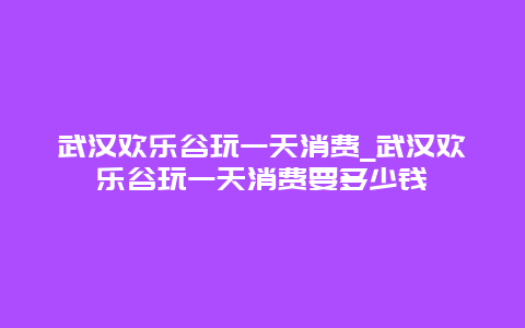 武汉欢乐谷玩一天消费_武汉欢乐谷玩一天消费要多少钱