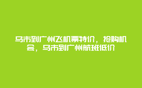 乌市到广州飞机票特价，抢购机会，乌市到广州航班低价