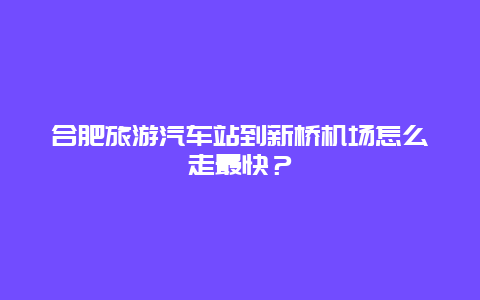 合肥旅游汽车站到新桥机场怎么走最快？