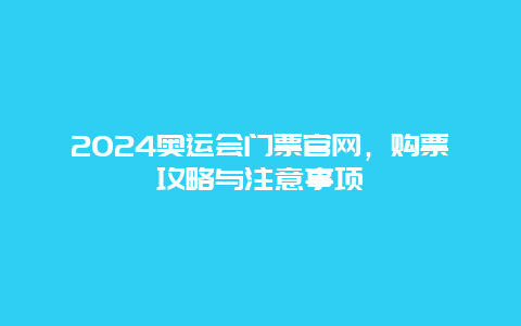 2024奥运会门票官网，购票攻略与注意事项