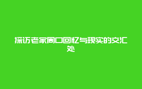 探访老家周口回忆与现实的交汇处