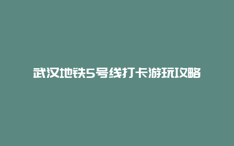 武汉地铁5号线打卡游玩攻略