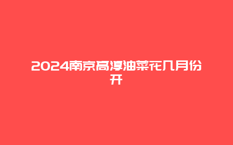 2024南京高淳油菜花几月份开