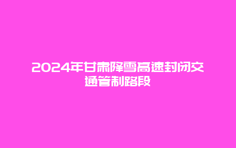 2024年甘肃降雪高速封闭交通管制路段