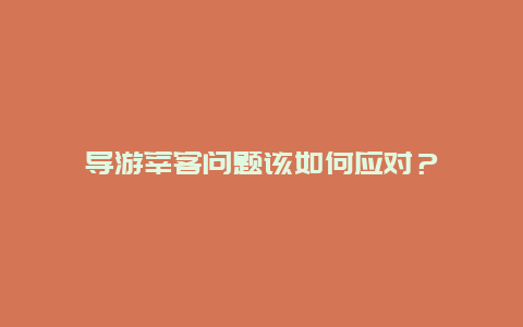 导游宰客问题该如何应对？