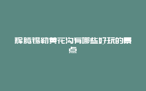 辉腾锡勒黄花沟有哪些好玩的景点