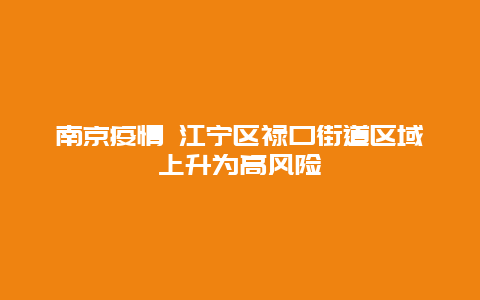 南京疫情 江宁区禄口街道区域上升为高风险