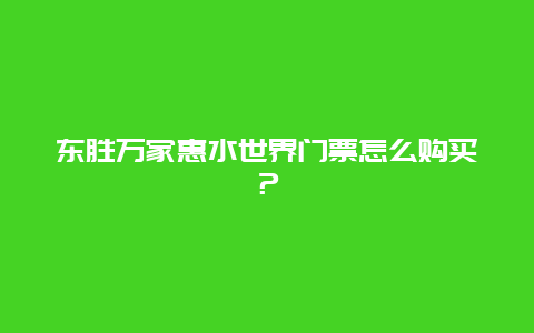 东胜万家惠水世界门票怎么购买？