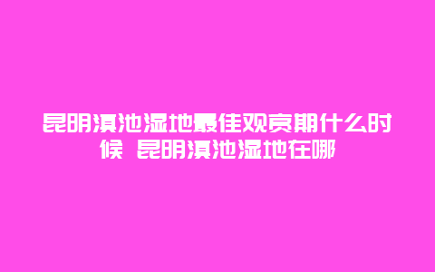 昆明滇池湿地最佳观赏期什么时候 昆明滇池湿地在哪