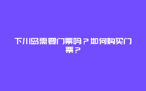 下川岛需要门票吗？如何购买门票？