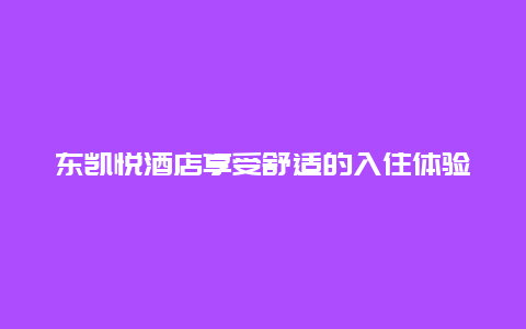 东凯悦酒店享受舒适的入住体验