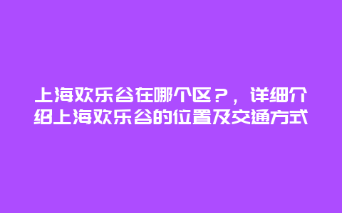 上海欢乐谷在哪个区？，详细介绍上海欢乐谷的位置及交通方式