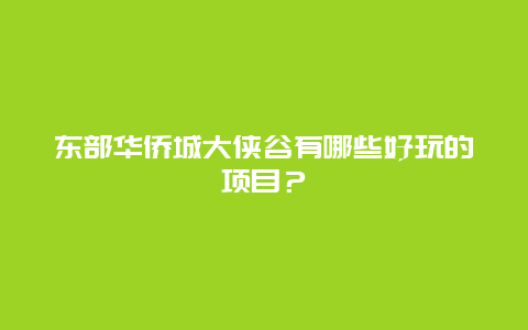 东部华侨城大侠谷有哪些好玩的项目？