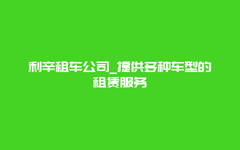 利辛租车公司_提供多种车型的租赁服务