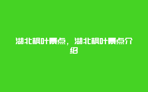 湖北枫叶景点，湖北枫叶景点介绍