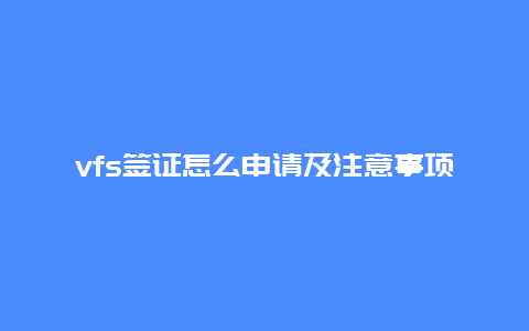 vfs签证怎么申请及注意事项