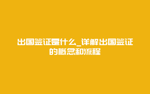 出国签证是什么_详解出国签证的概念和流程