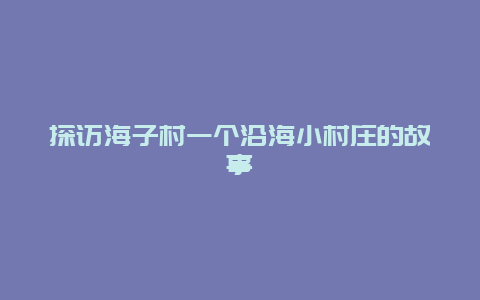 探访海子村一个沿海小村庄的故事