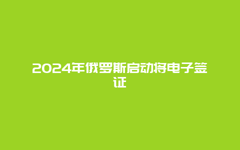 2024年俄罗斯启动将电子签证