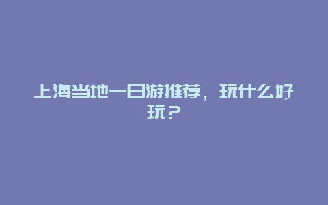 上海当地一日游推荐，玩什么好玩？