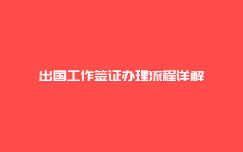 出国工作签证办理流程详解