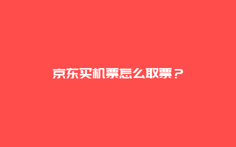 京东买机票怎么取票？