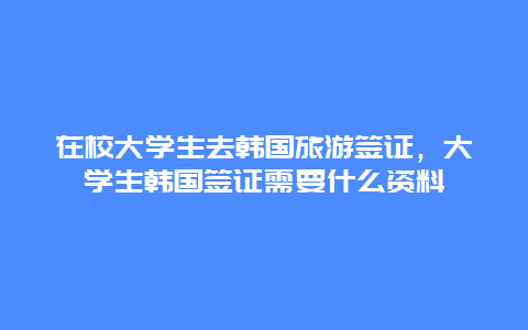 在校大学生去韩国旅游签证，大学生韩国签证需要什么资料