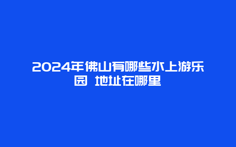 2024年佛山有哪些水上游乐园 地址在哪里