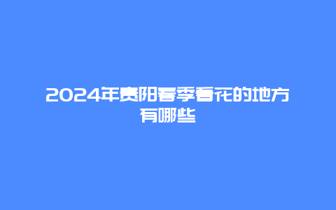 2024年贵阳春季看花的地方有哪些