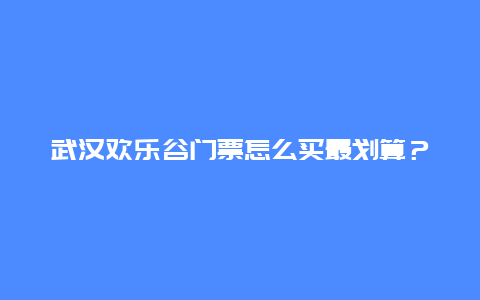 武汉欢乐谷门票怎么买最划算？