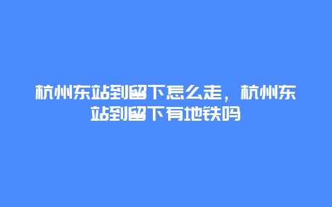 杭州东站到留下怎么走，杭州东站到留下有地铁吗