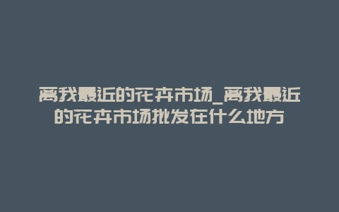 离我最近的花卉市场_离我最近的花卉市场批发在什么地方