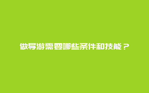 做导游需要哪些条件和技能？