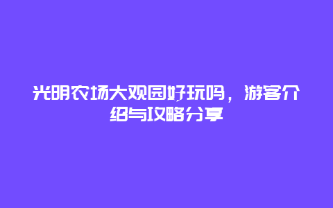 光明农场大观园好玩吗，游客介绍与攻略分享