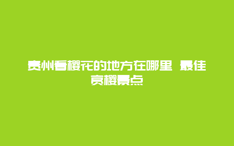 贵州看樱花的地方在哪里 最佳赏樱景点