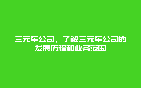 三元车公司，了解三元车公司的发展历程和业务范围