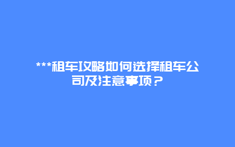 ***租车攻略如何选择租车公司及注意事项？