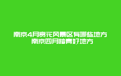 南京4月赏花风景区有哪些地方 南京四月踏青好地方