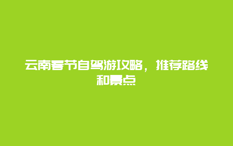 云南春节自驾游攻略，推荐路线和景点