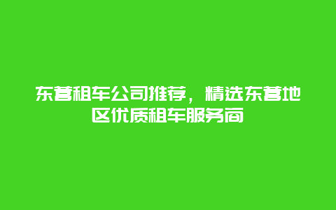 东营租车公司推荐，精选东营地区优质租车服务商