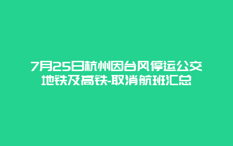 7月25日杭州因台风停运公交地铁及高铁-取消航班汇总