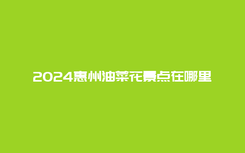 2024惠州油菜花景点在哪里