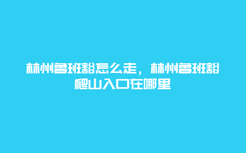 林州鲁班豁怎么走，林州鲁班豁爬山入口在哪里