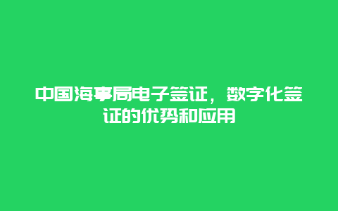 中国海事局电子签证，数字化签证的优势和应用