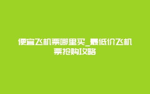 便宜飞机票哪里买_最低价飞机票抢购攻略