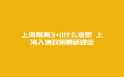 上海隔离3+11什么意思 上海入境政策最新规定