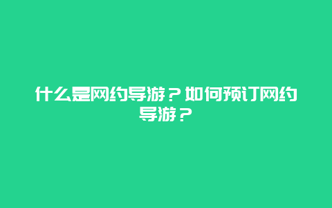 什么是网约导游？如何预订网约导游？