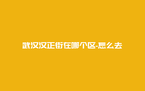 武汉汉正街在哪个区-怎么去