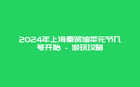 2024年上海奉贤油菜花节几号开始 – 游玩攻略