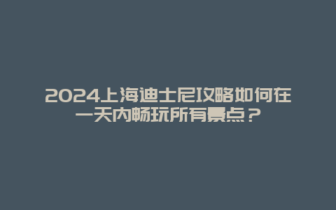 2024上海迪士尼攻略如何在一天内畅玩所有景点？